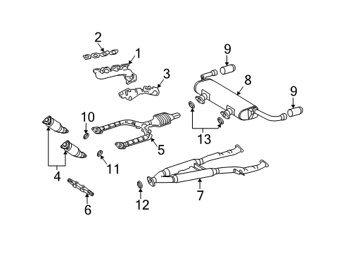 2005 Lexus SC430 Exhaust Manifold Baffle Sub Assy, Exhaust Tail Pipe Diagram for 17408-50030