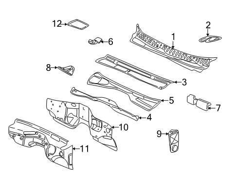 2006 Chevrolet Avalanche 1500 Cowl Insulator Asm-Dash Panel Diagram for 15123405