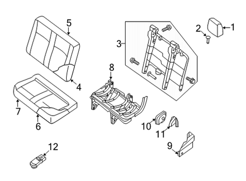 2012 Nissan NV1500 Rear Seat Components Latch Assembly-2ND Seat Diagram for 88205-1PC0A