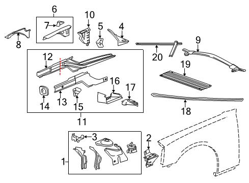 2014 Chevrolet Camaro Structural Components & Rails Upper Bracket Diagram for 22854032