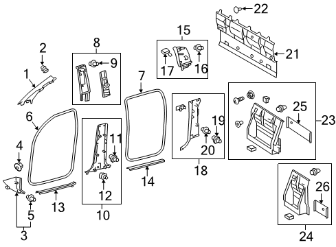 2020 Toyota Tacoma Interior Trim - Cab Surround Weatherstrip Diagram for 62312-04090