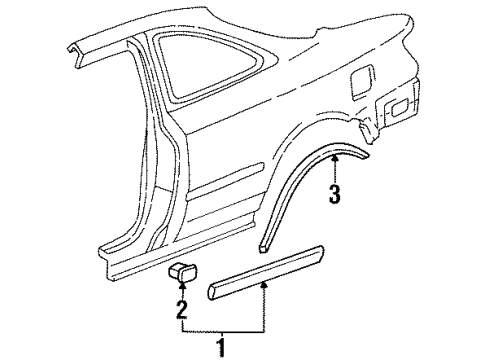 1998 Acura CL Exterior Trim - Quarter Panel Protector, Right Rear Fender (Cardiff Blue-Green Pearl) Diagram for 75304-SY8-A02ZG
