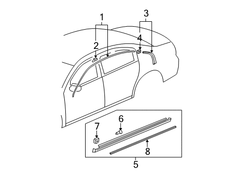 2010 Buick Lucerne Exterior Trim - Pillars, Rocker & Floor Rocker Molding Retainer Diagram for 15236893