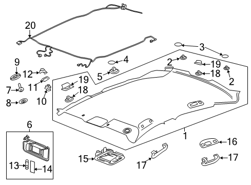 2018 Buick LaCrosse Interior Trim - Roof Headliner Diagram for 26257878