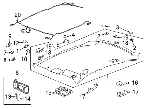 2018 Buick LaCrosse Interior Trim - Roof Reading Lamp Assembly Diagram for 39126063