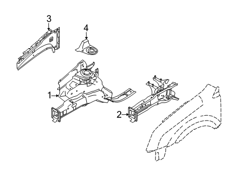 2012 Ford Transit Connect Structural Components & Rails Rail Assembly Diagram for 2T1Z-61102A56-A