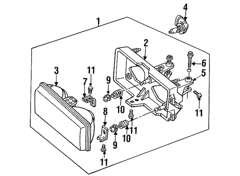 1989 Buick Century Headlamps Socket Asm-Adjust Diagram for 16512642