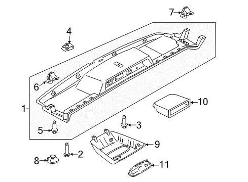 2021 Ford Transit-350 HD Overhead Console Courtesy Lamp Diagram for FK2Z-13776-AA