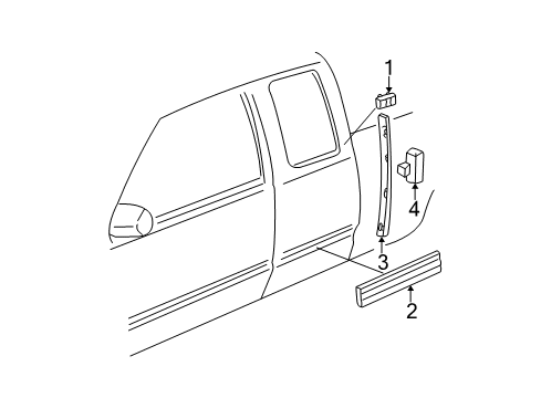 1995 GMC C2500 Exterior Trim - Cab Molding, Body Side Lower Rear Diagram for 15740098