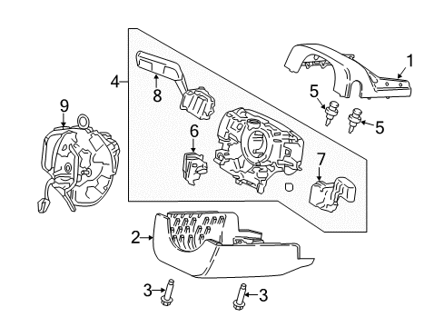 2017 Lincoln Continental Shroud, Switches & Levers Upper Column Cover Diagram for GD9Z-3530-AC