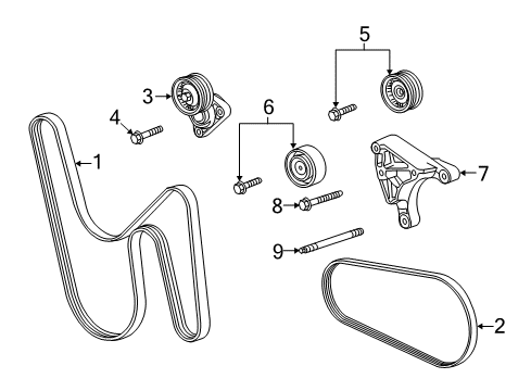 2014 Chevrolet Camaro Belts & Pulleys Bracket Diagram for 12578550