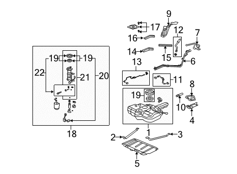 2007 Honda Fit Senders Filter Set, Fuel Diagram for 17048-SLN-A01