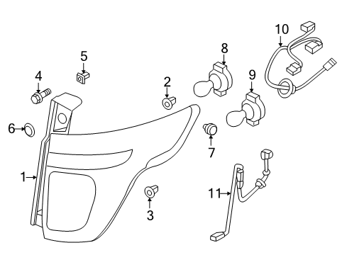 2014 Ford Police Interceptor Utility Tail Lamps Tail Lamp Assembly Diagram for DB5Z-13405-B