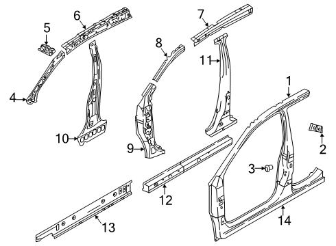 2018 Nissan Kicks Aperture Panel, Center Pillar & Rocker, Hinge Pillar SILL Assembly-Inner, Front LH Diagram for G6451-5RLMA