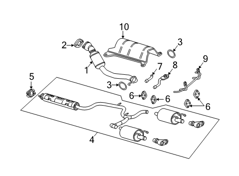 2007 Pontiac Grand Prix Exhaust Components Exhaust Muffler Assembly (W/ Exhaust Pipe & Tail Pipe) Diagram for 25794074