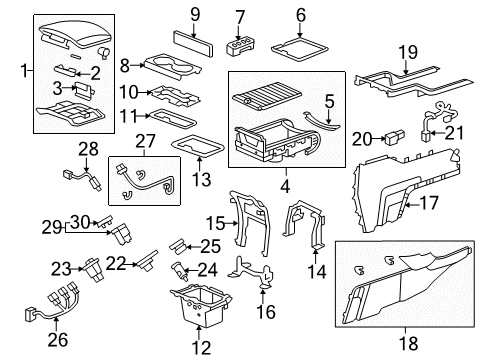 2009 Honda Pilot Center Console Sub-Wire, Console Light Diagram for 32159-SZA-A00