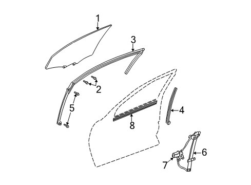 2002 Chevrolet Monte Carlo Front Door Weatherstrip Asm-Front Side Door Window *Black Diagram for 10329714