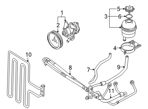 2000 BMW Z8 P/S Pump & Hoses Radiator Return Line Diagram for 32416750282