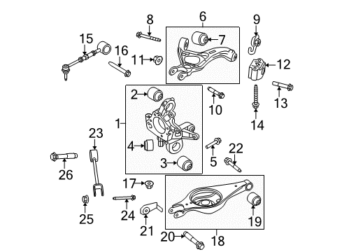 2012 Ford Taurus Rear Suspension Components, Lower Control Arm, Upper Control Arm, Stabilizer Bar Shock Lower Bolt Diagram for -W706482-S442