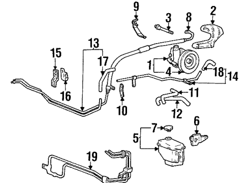 1997 Hyundai Tiburon P/S Pump & Hoses, Steering Gear & Linkage Stay Assembly-Tube Diagram for 57216-29001