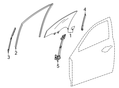 2018 Acura ILX Front Door Glass Assembly, Left Front Door (Green) (Pilkington) Diagram for 73350-TX6-A20