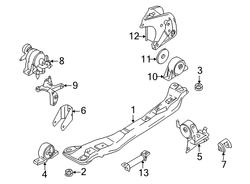 2002 Nissan Sentra Engine & Trans Mounting Engine Mounting Bracket Diagram for 11231-4M400