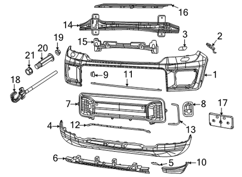 2021 Jeep Grand Cherokee L Bumper & Components - Front Screw Diagram for 6104608AA