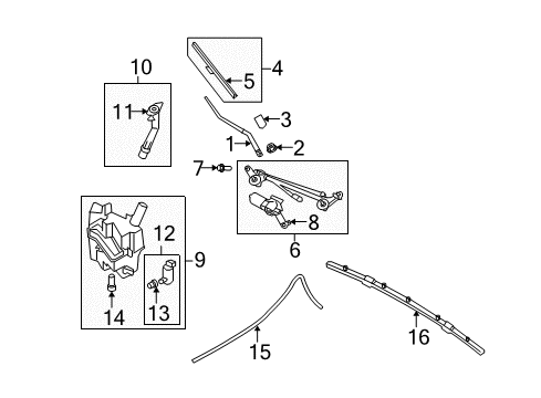2011 Infiniti G37 Wiper & Washer Components Window Wiper Blade Assembly No 1 Diagram for 28890-JK61C