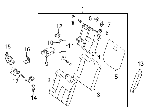 2013 Nissan Sentra Rear Seat Components Rear Seat Armrest Assembly Diagram for 88700-3SA0A