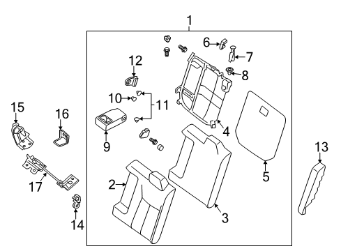 2018 Nissan Sentra Rear Seat Components Cover-Striker, Rear Seat RH Diagram for 88645-3SA0A