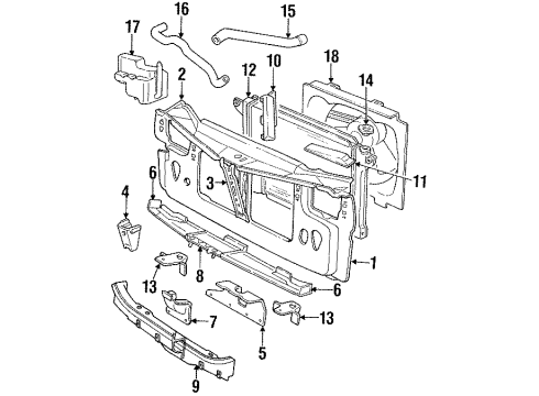 1993 Plymouth Sundance Radiator & Components, Radiator Support Bottle Diagram for 4546137
