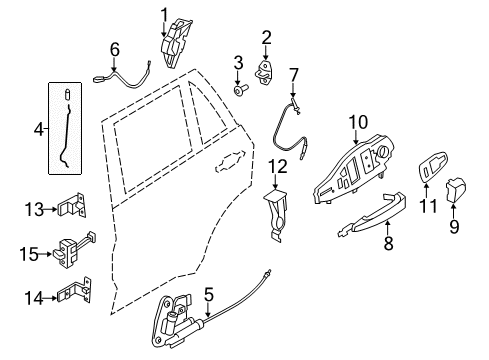 2015 BMW X5 Rear Door - Lock & Hardware Rear Door Handle Bowden Cable Diagram for 51227293622