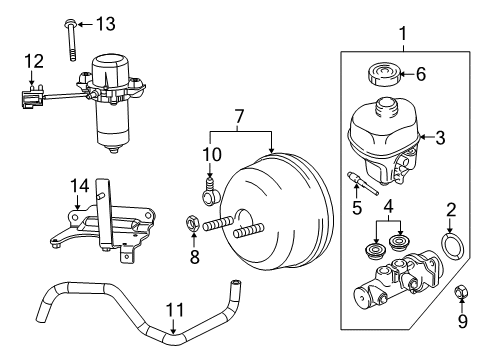 2016 Ram 1500 Hydraulic System Seal-Master Cylinder To Booster Diagram for 68031896AA