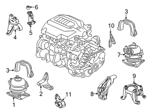 2022 Acura MDX Engine & Trans Mounting Bracket, Side Engine Mounting Diagram for 50620-TYA-A01