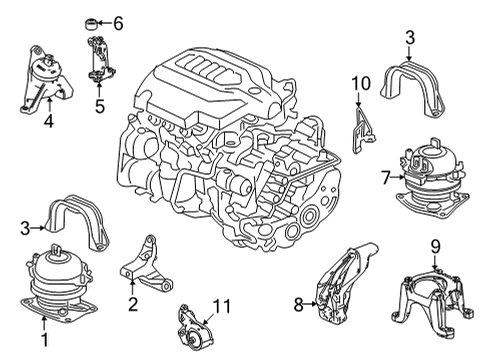 2022 Acura MDX Engine & Trans Mounting Bracket, Rear Engine Mounting Diagram for 50610-TYA-A01