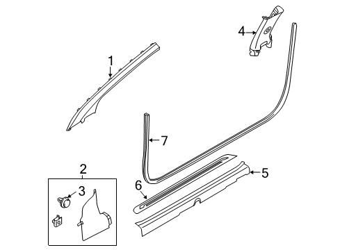 2016 Kia Forte Koup Interior Trim - Pillars, Rocker & Floor Trim Assembly-Front Pillar Diagram for 85810A7200VA