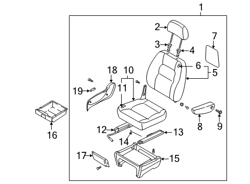 2005 Kia Sedona Front Seat Components Cushion Assembly, RH Diagram for 0K52Y57210ACQ3