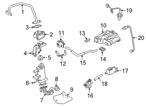 2021 Nissan Altima Powertrain Control EGR Tube Stud Diagram for 14725-6CA0A