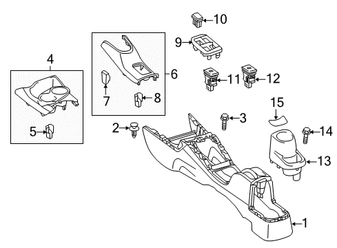 2015 Toyota Prius C Center Console Cup Holder Diagram for 58837-52040-C0