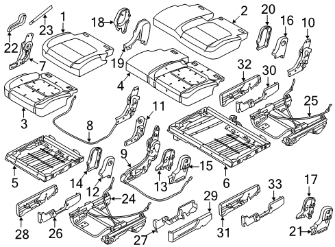 2018 Ford Explorer Second Row Seats Seat Cushion Pad Diagram for FB5Z-78632A22-K