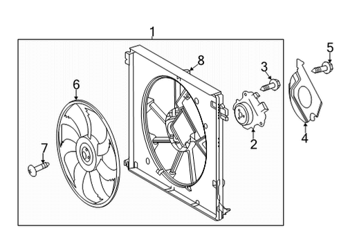2021 Toyota Highlander Cooling System, Radiator, Water Pump, Cooling Fan Fan Motor Bracket Diagram for 16368-0P010