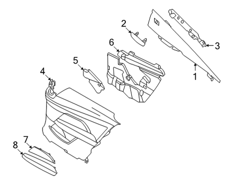 2022 BMW 430i xDrive Interior Trim - Quarter Panels LATERAL TRIM PANEL, RIGHT Diagram for 51435A30956