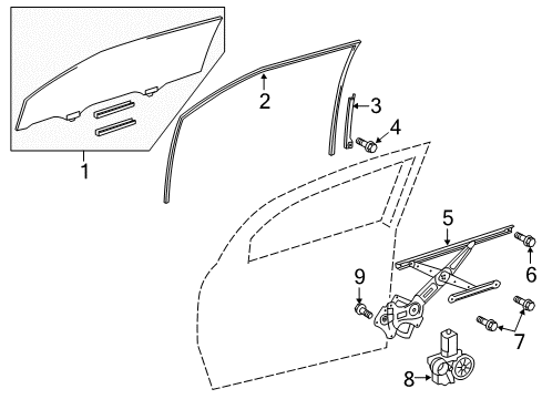 2015 Scion tC Door & Components Rear Guide Diagram for 67404-21030