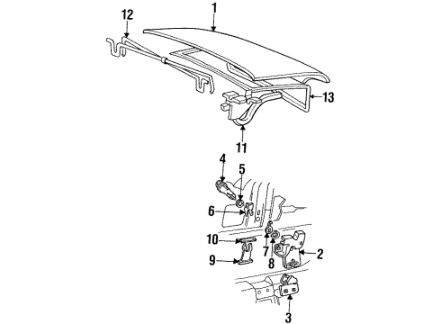 1994 Ford Crown Victoria Trunk Hinge Diagram for F2AZ5442701A