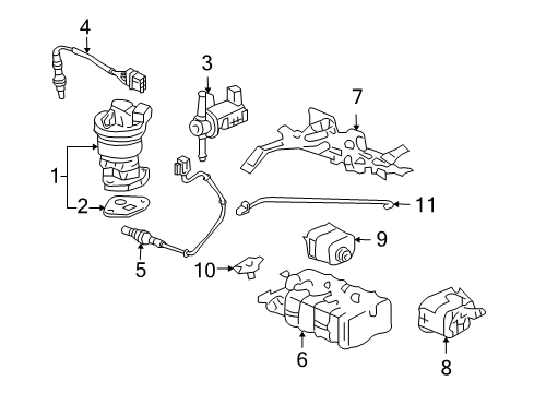 2005 Acura RL Emission Components Canister Assembly Diagram for 17011-SJA-A01