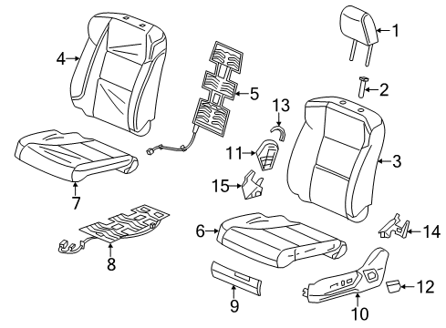 2018 Acura RDX Driver Seat Components Pad, Left Front Seat Cushion Diagram for 81537-TX4-A01