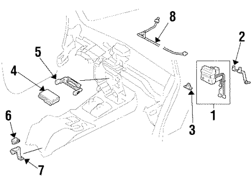 1996 Acura SLX ABS Components Bracket, ABS Control Unit Diagram for 8-97102-615-0