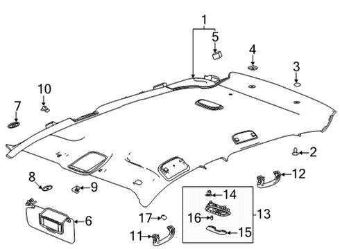 2021 Buick Encore GX Interior Trim - Roof Support Diagram for 42607159