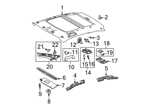 2007 Scion tC Bulbs Headliner Trim Diagram for 63306-21020-B1