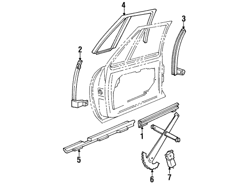 1993 Pontiac Bonneville Front Door - Glass & Hardware Sealing Strip Asm-Front Side Door Window Outer Diagram for 25642362